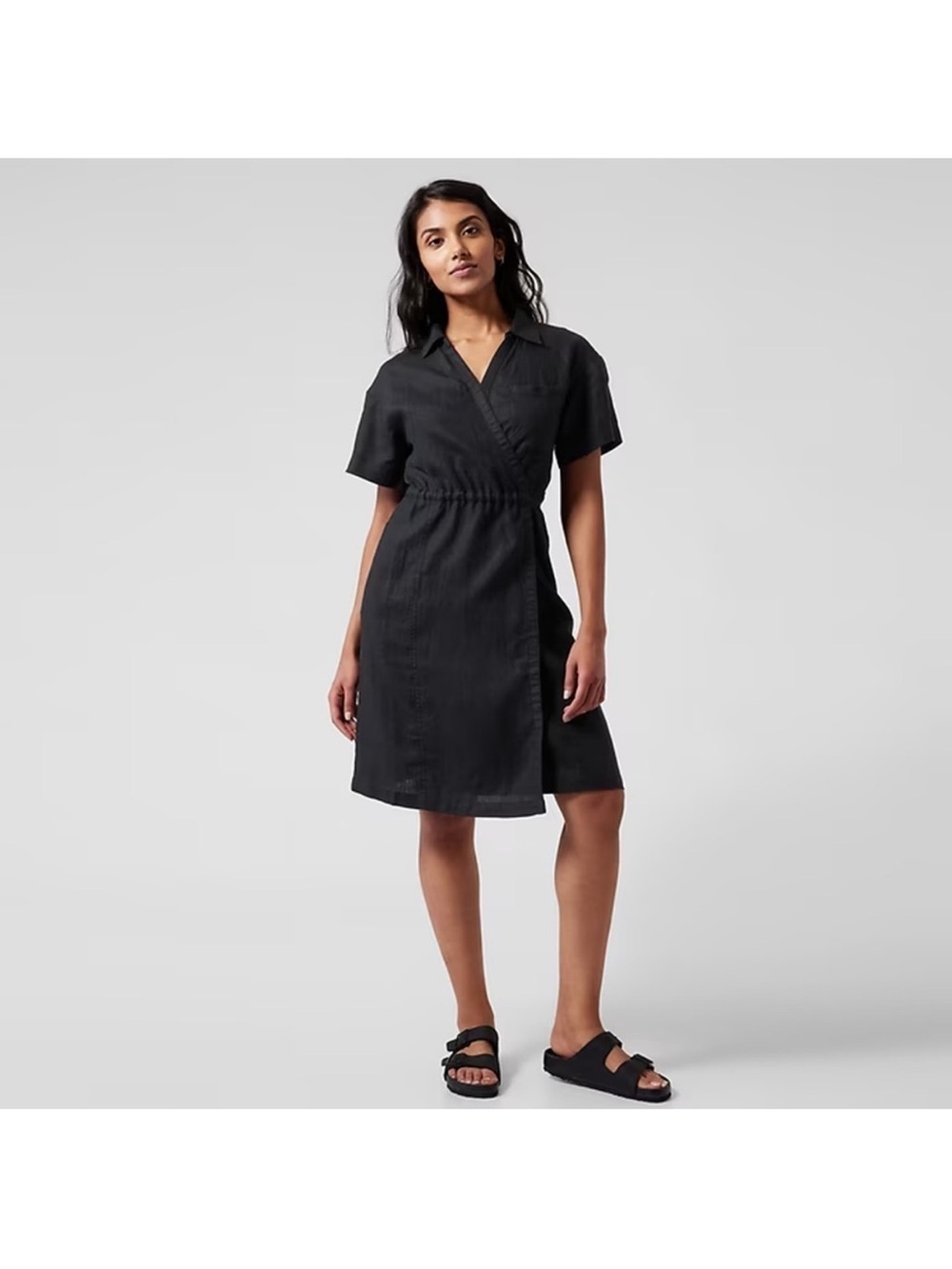 Athleta Playa linen wrap dress Black Size 12